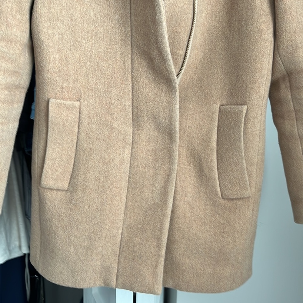 J. Crew City Cocoon Camel Zip-Up Coat, lightly worn - Picture 4 of 6